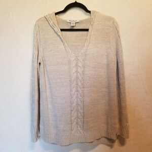 Tommy Bahama Medium Sweater Hooded Linen Blend Cable Knit Coastal Beach Cruise